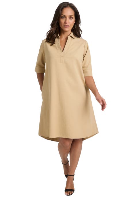 Cuff Sleeve Denim Shirtdress