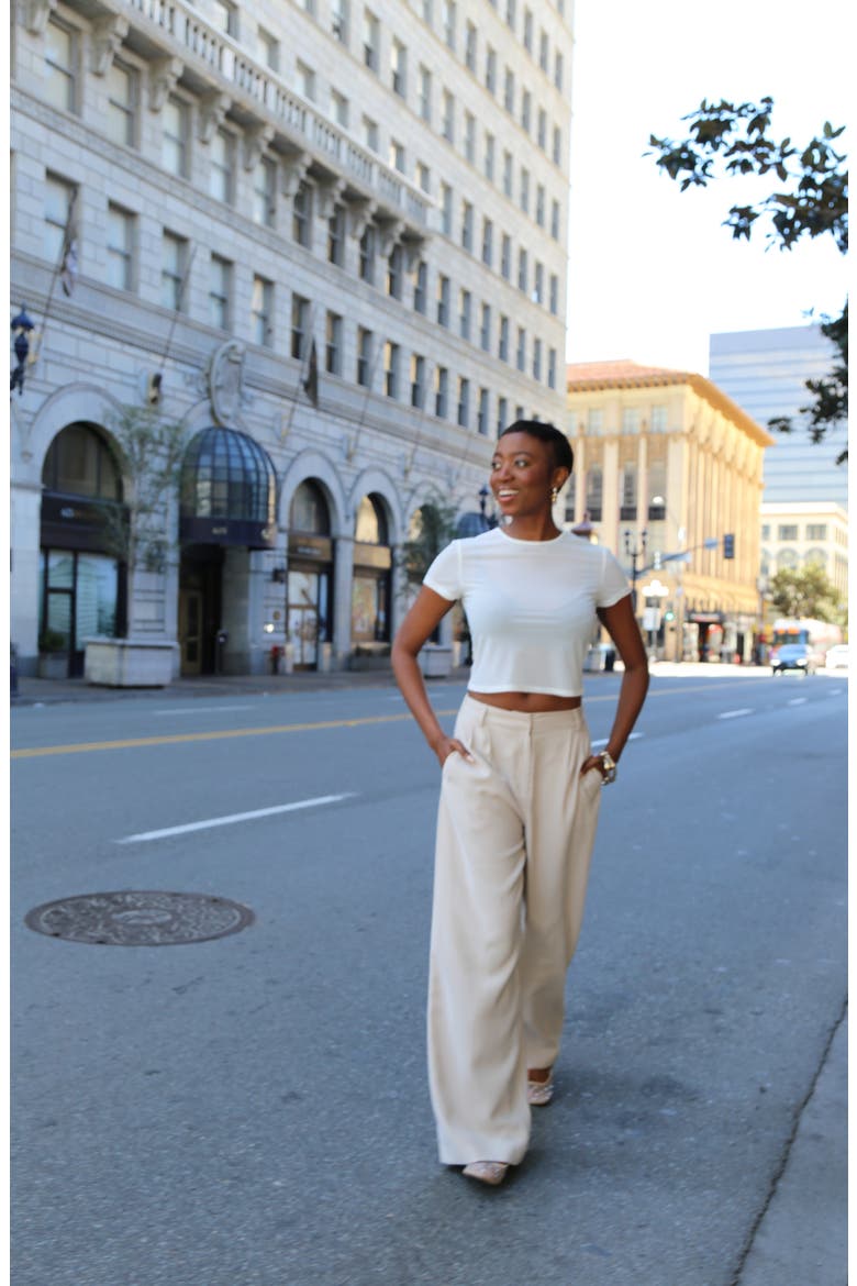 High Waist Wide Leg Trousers, Alternate, color, BLUE HYDRANGEA