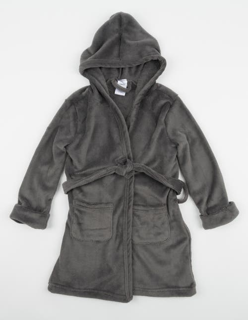 Leveret Kids Fleece Hooded Robe, Solid Colors In Gray