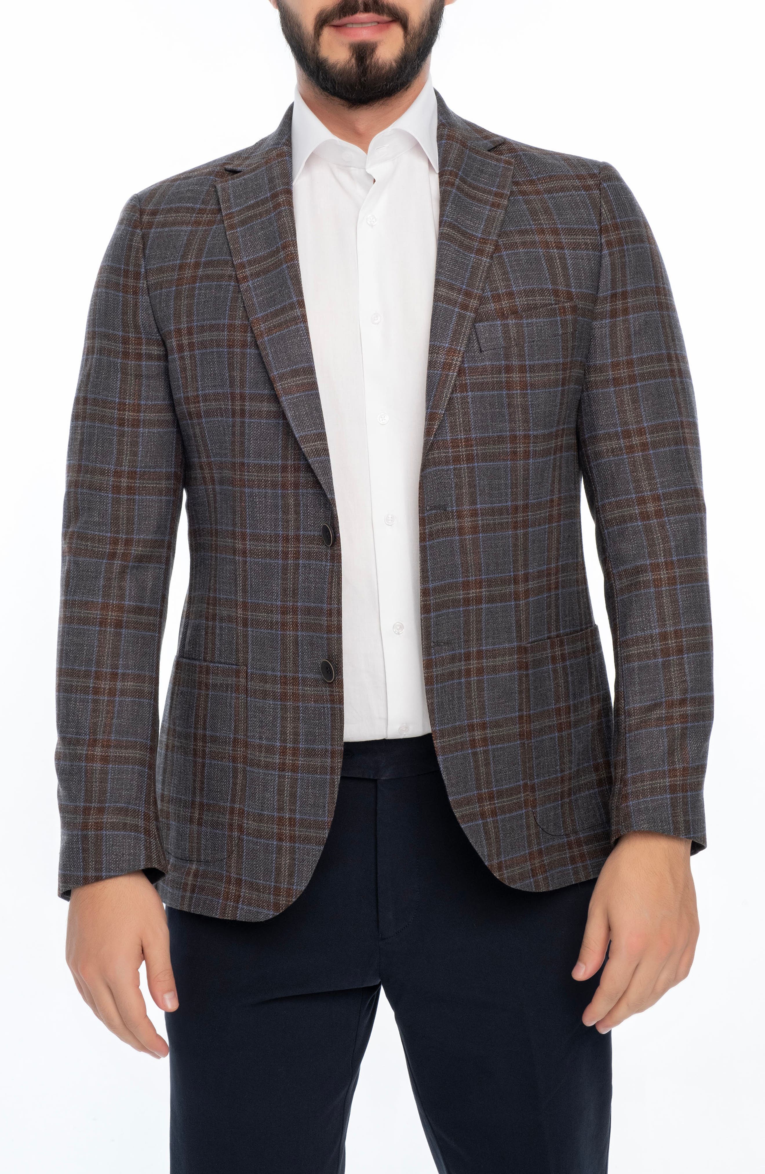 VELLAPAIS Plaid Sport Coat