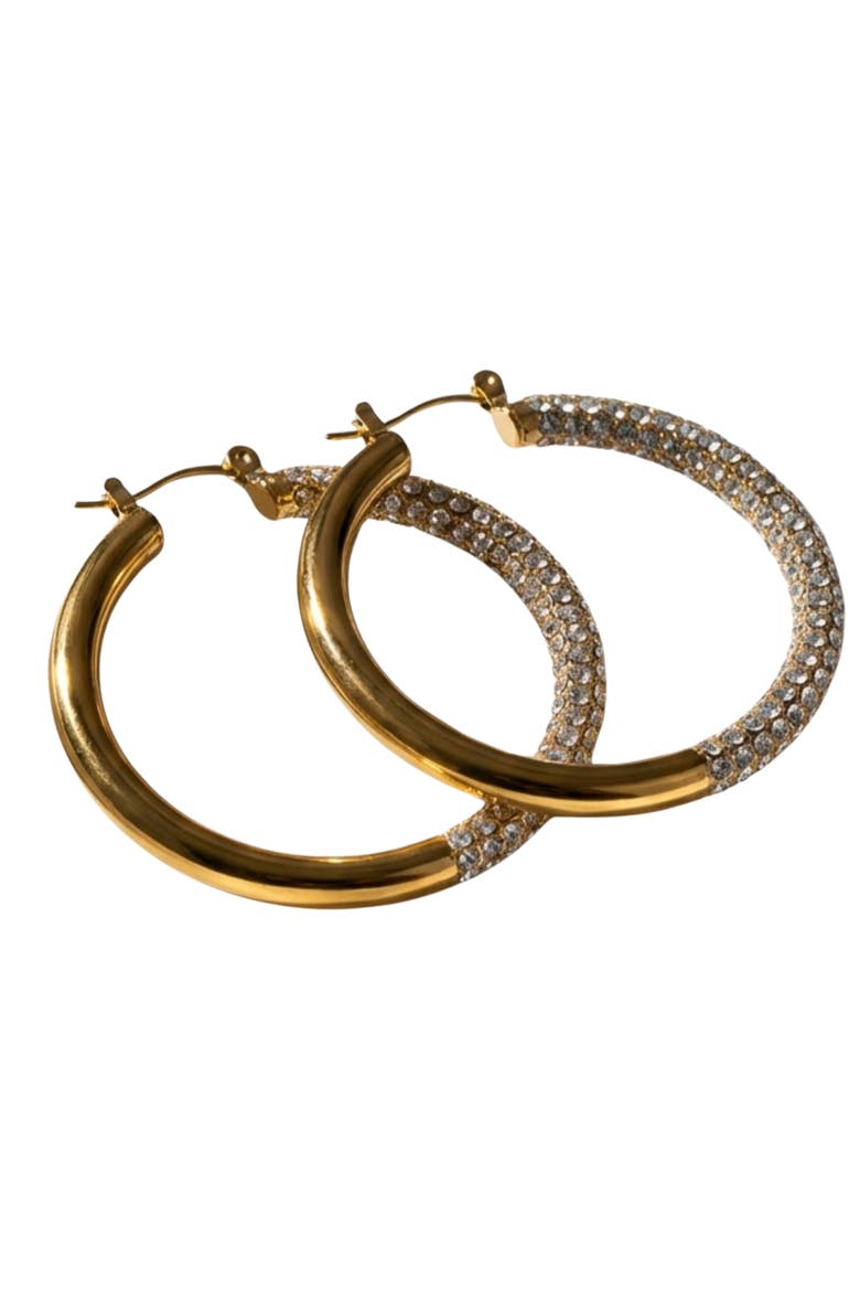 Bianca Waterproof Crystal Hoop Earring, Main, color, GOLD