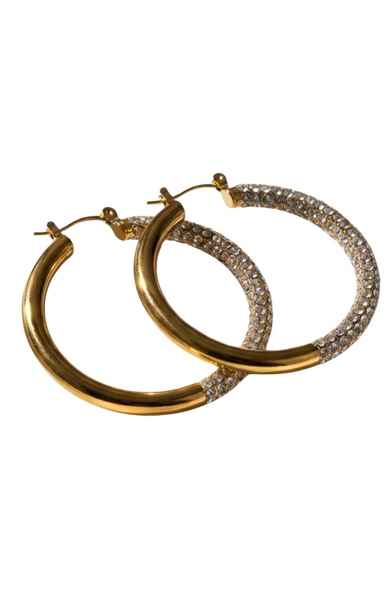 AKALIA Bianca Waterproof Crystal Hoop Earring, Main, color, Gold