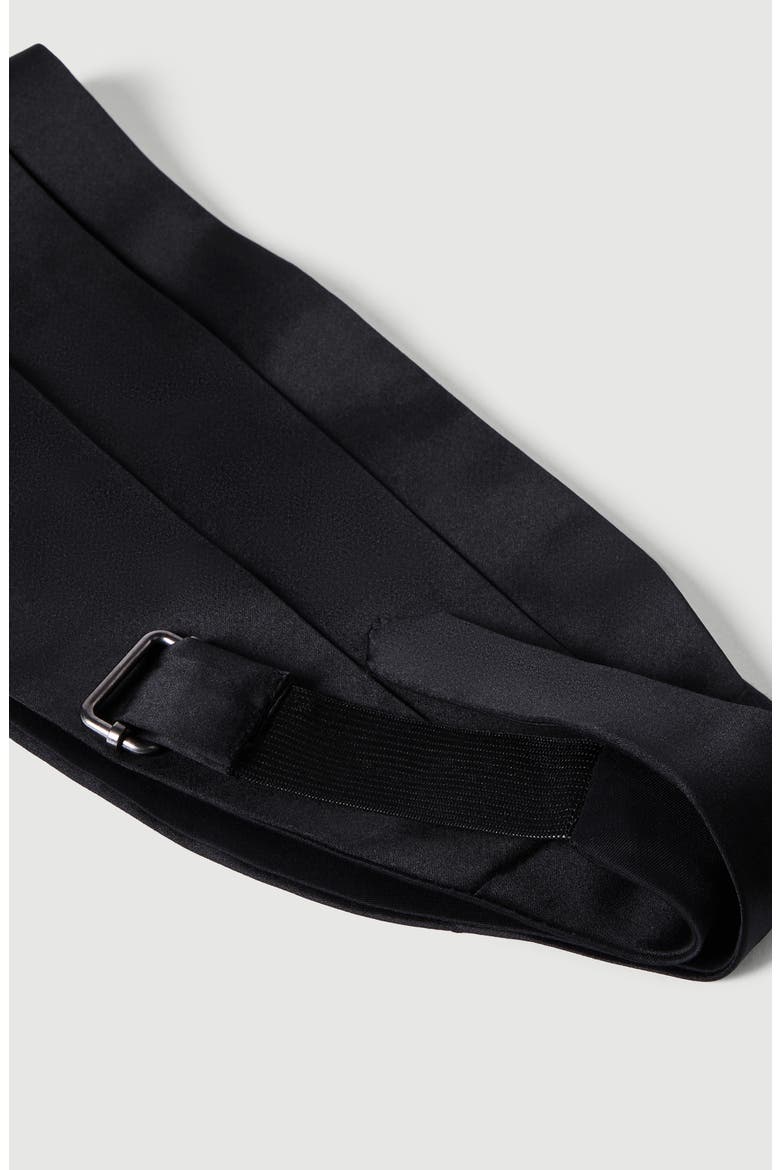 Cotton and silk satin cummerbund, Alternate, color, Black