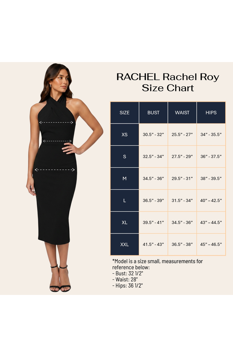 RACHEL Rachel Roy Harland Crossover Halter Midi Dress, Alternate, color, Black