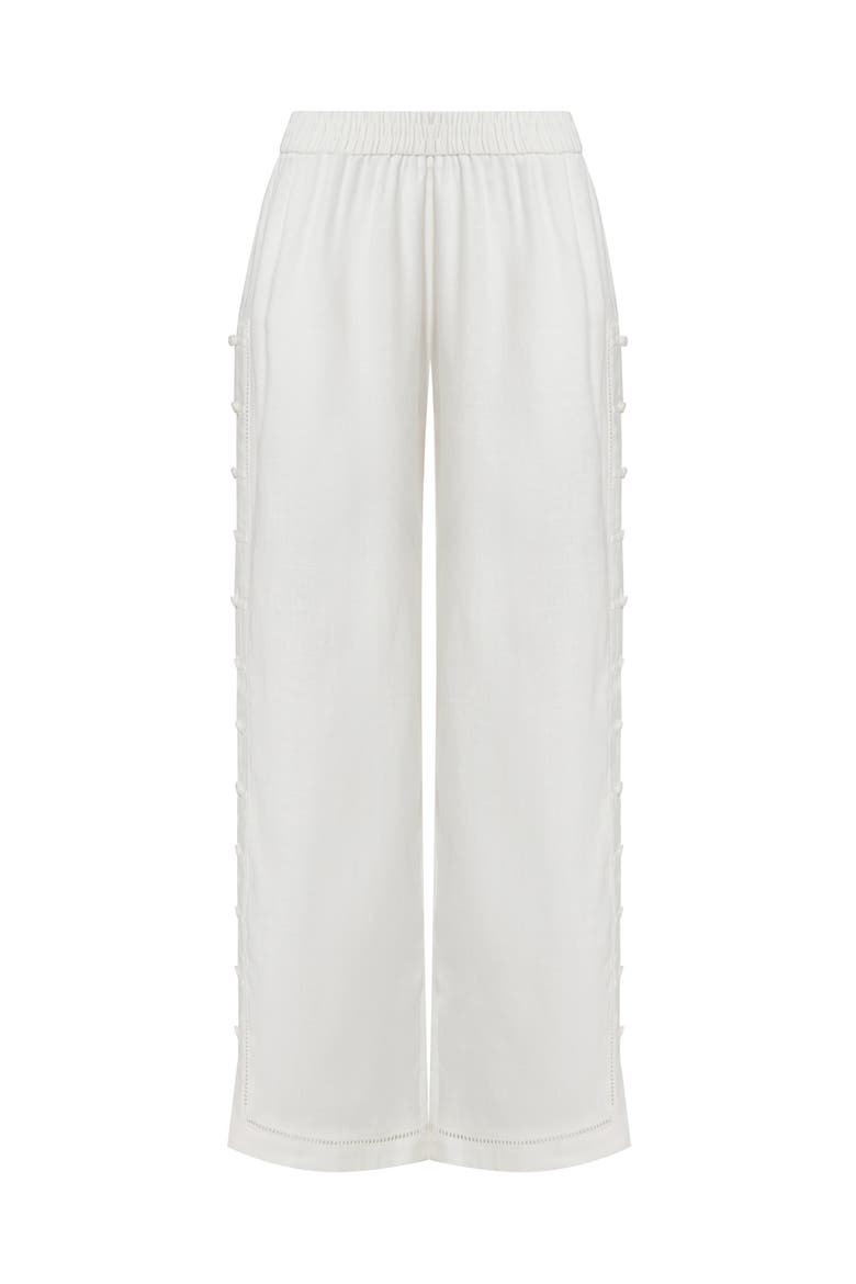 Alessandra Button Detailed Trousers, Alternate, color, White