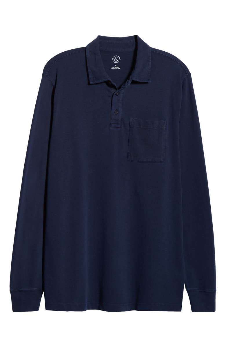 Treasure & Bond Long Sleeve Heavyweight Jersey Polo, Alternate, color, Navy Still