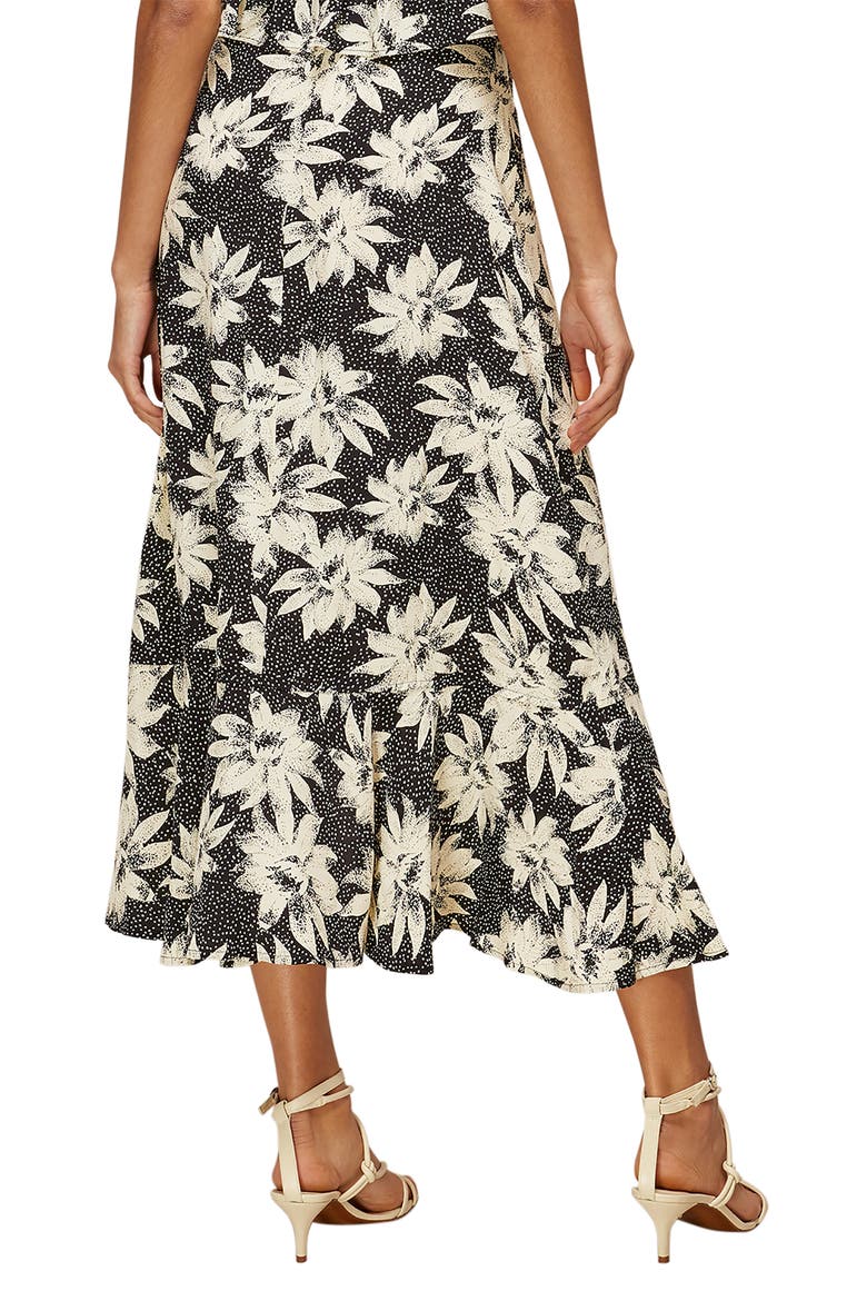 Starburst Floral Wrap Midi Skirt, Alternate, color, BLACK/ WHITE