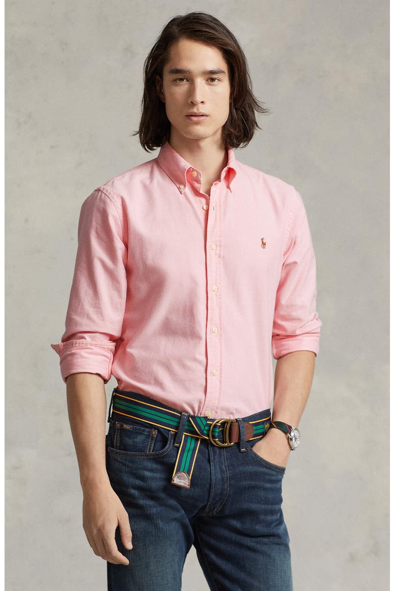 Classic Oxford Button-Down Sport Shirt, Alternate, color, PINK