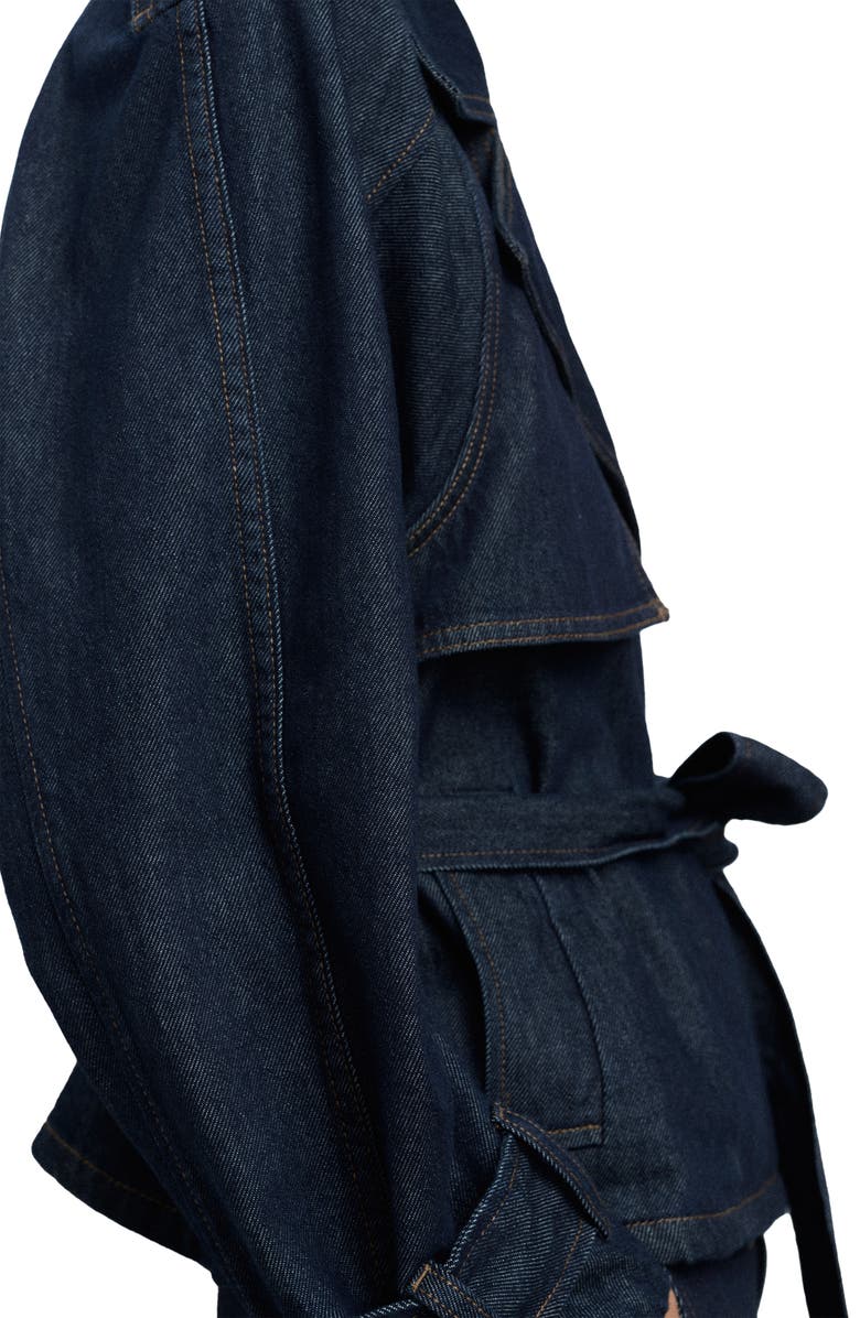 MANGO Denim Trench Jacket, Alternate, color, Open Blue