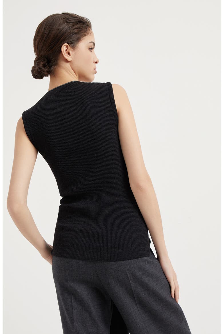 Ribbed jersey top, Alternate, color, Anthracite