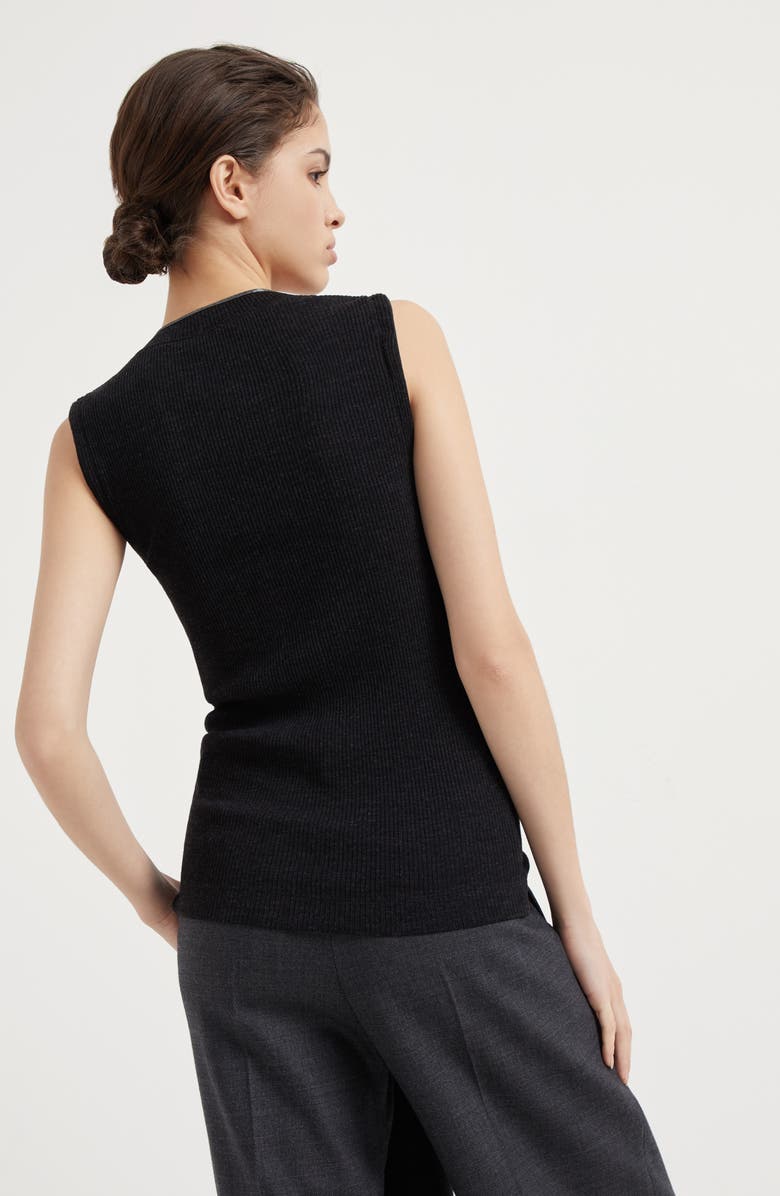 Brunello Cucinelli Ribbed jersey top, Alternate, color, 