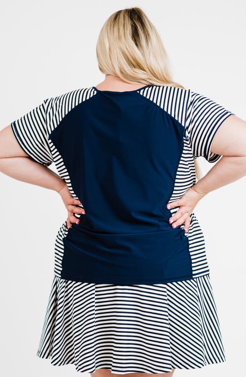 Calypsa Plus Size Loose Fit Adele Swim Top In Blue