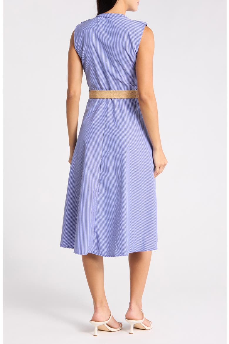 Stripe Rhinestone Detail Sleeveless Cotton Shirtdress, Alternate, color, COBALT