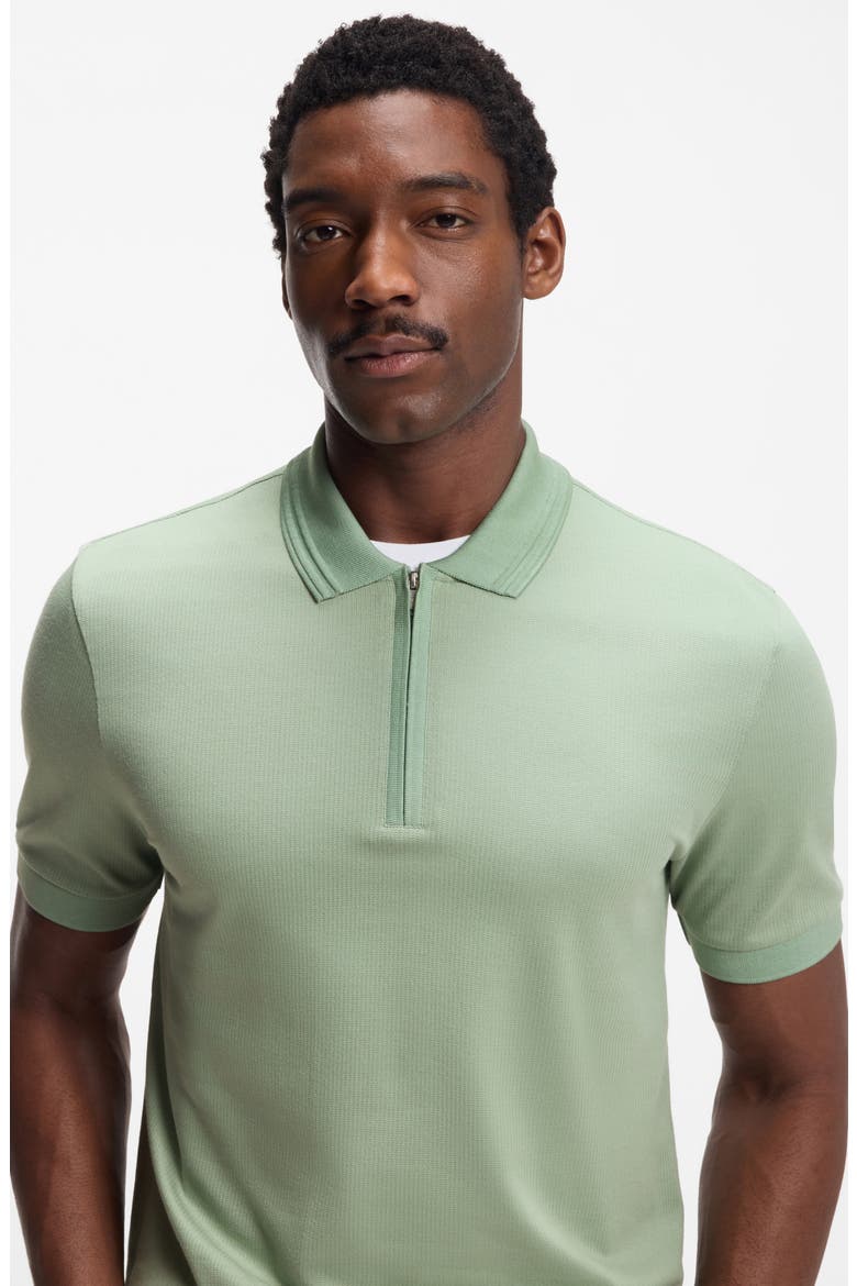 Paras Solid Lyocell & Cotton Zip Polo, Alternate, color, OPEN GREEN