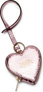 Frances Valentine Heart Snakeskin Embossed Metallic Leather Key Chain Wristlet