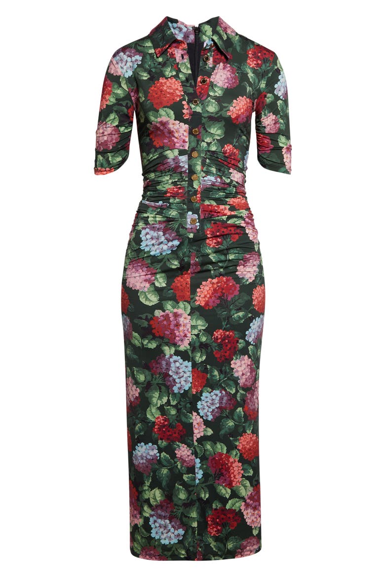 ruched polo dress Carolina Herrera Ruched Button-Front Midi Polo Dress