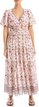 MAX STUDIO Short Sleeve V-Neck Maxi Dress