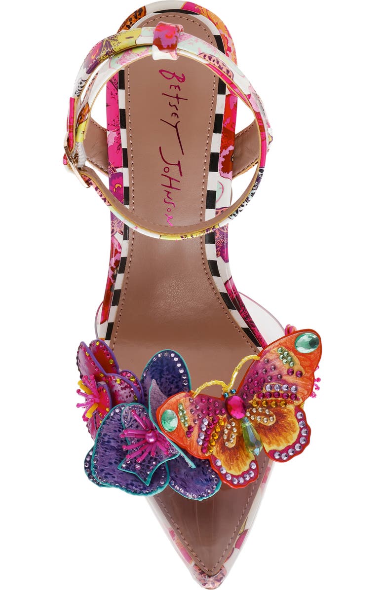 Betsey Johnson Chelsie Floral Ankle Strap Sandal, Alternate, color, White Multi