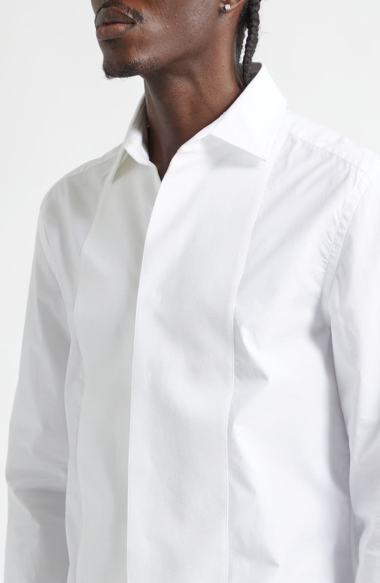 JW Anderson Pleated Front Tuxedo Shirt, Alternate, color, White