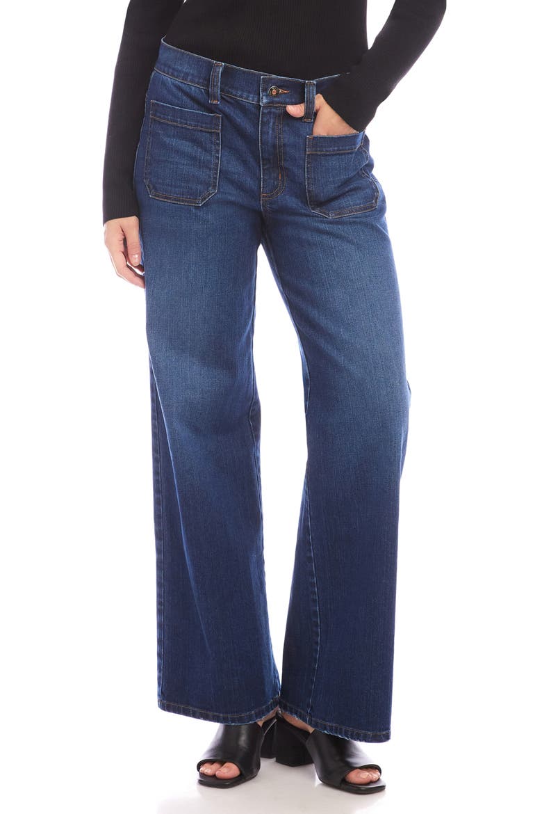 Lauren Patch Pocket High Waist Wide Leg Jeans, Main, color, INDIGO BLUE