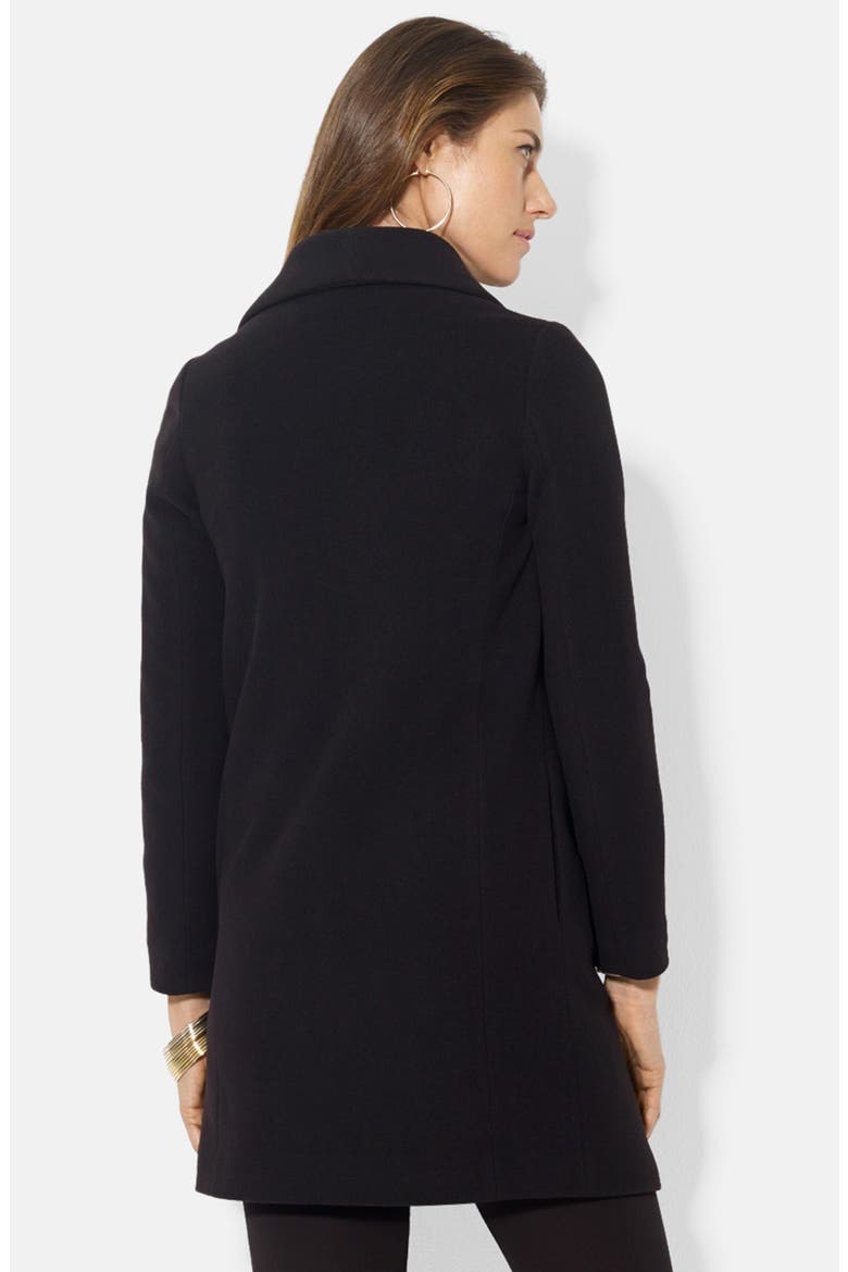 Tab Front Asymmetrical Wool Blend Coat, Alternate, color, BLACK