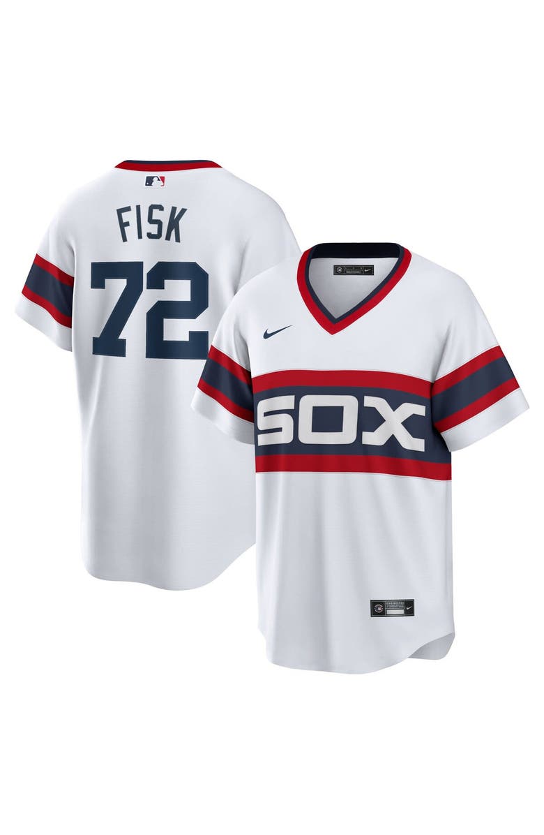 Nike Men's Nike Carlton Fisk White Chicago White Sox Home Cooperstown Collection Team Player Jersey, Main, color, White