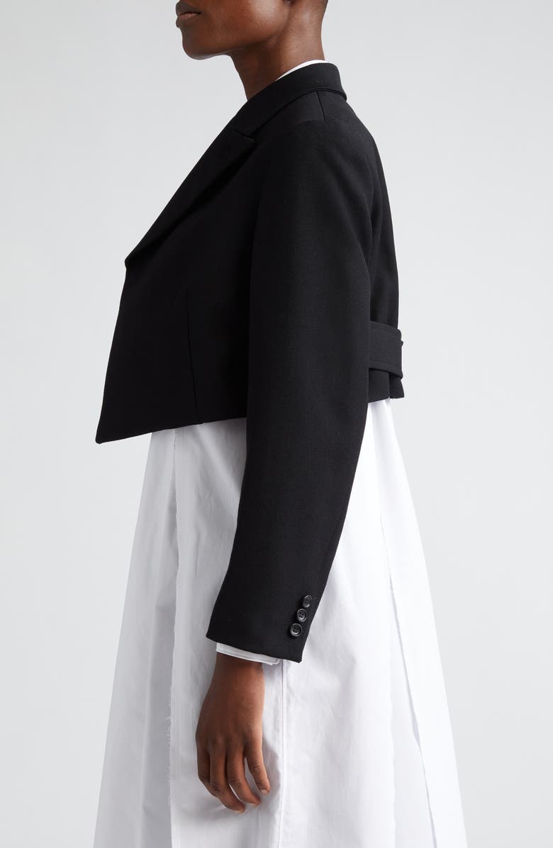 Comme des Garçons Comme des Garçons Asymmetric Crop Wool Gabardine Jacket, Alternate, color, 