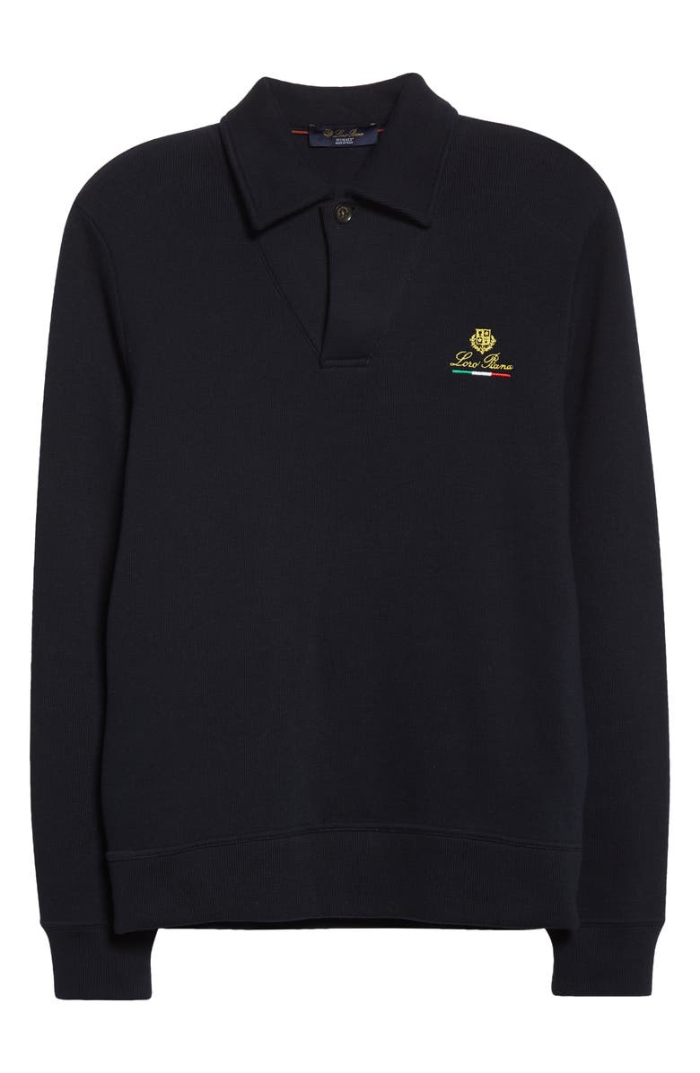 Loro Piana Horsey Long Sleeve Cotton Polo, Alternate, color,