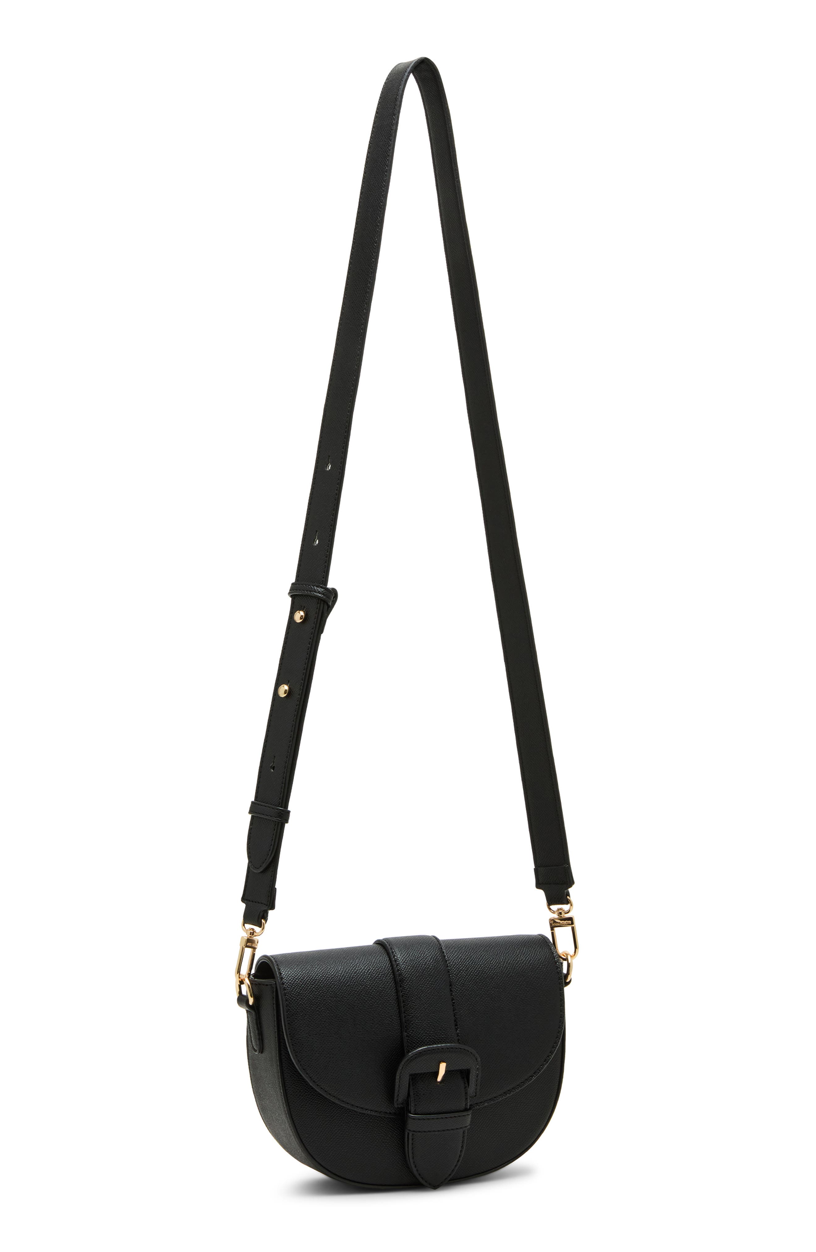 Anne Klein Flap Saddle Crossbody Bag, Alternate, color, Black