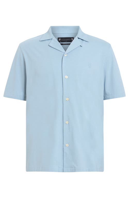 Allsaints Hudson Short Sleeve Button Down Shirt In Static Blue