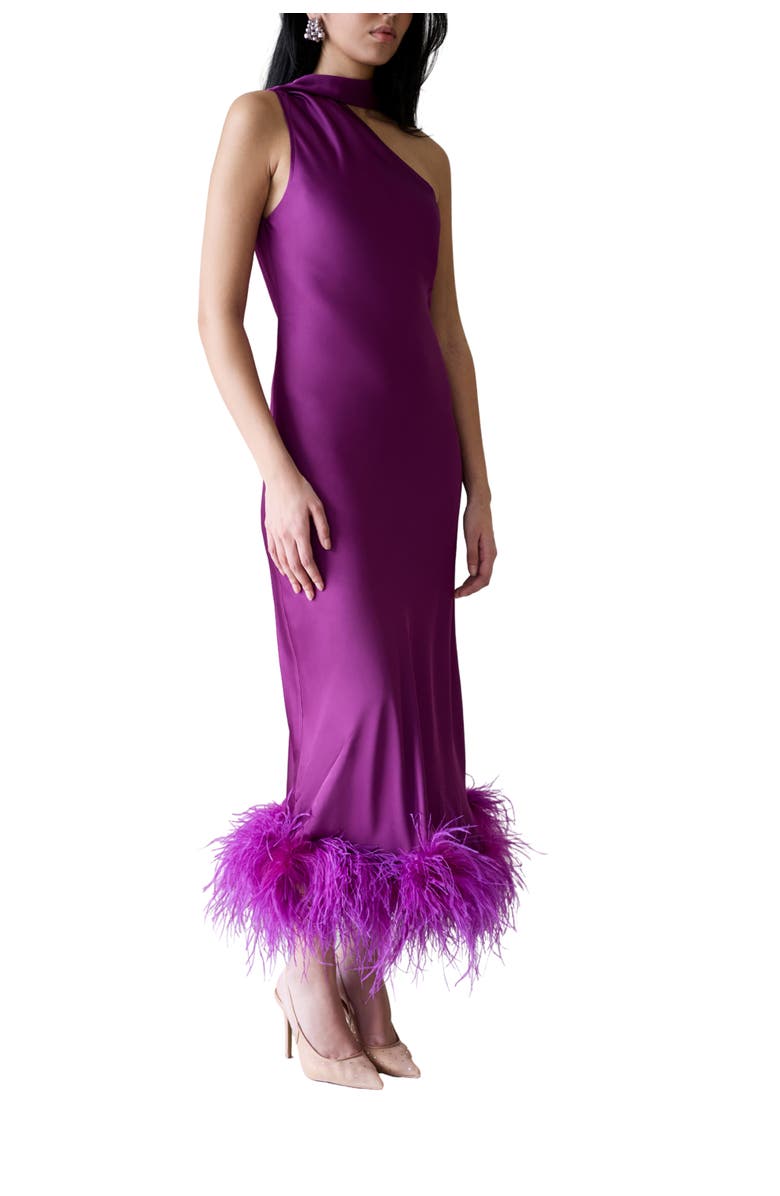 Vasiliki Liya One Sleeve Silky Maxi Dress in Amethyst, Main, color, Amethyst