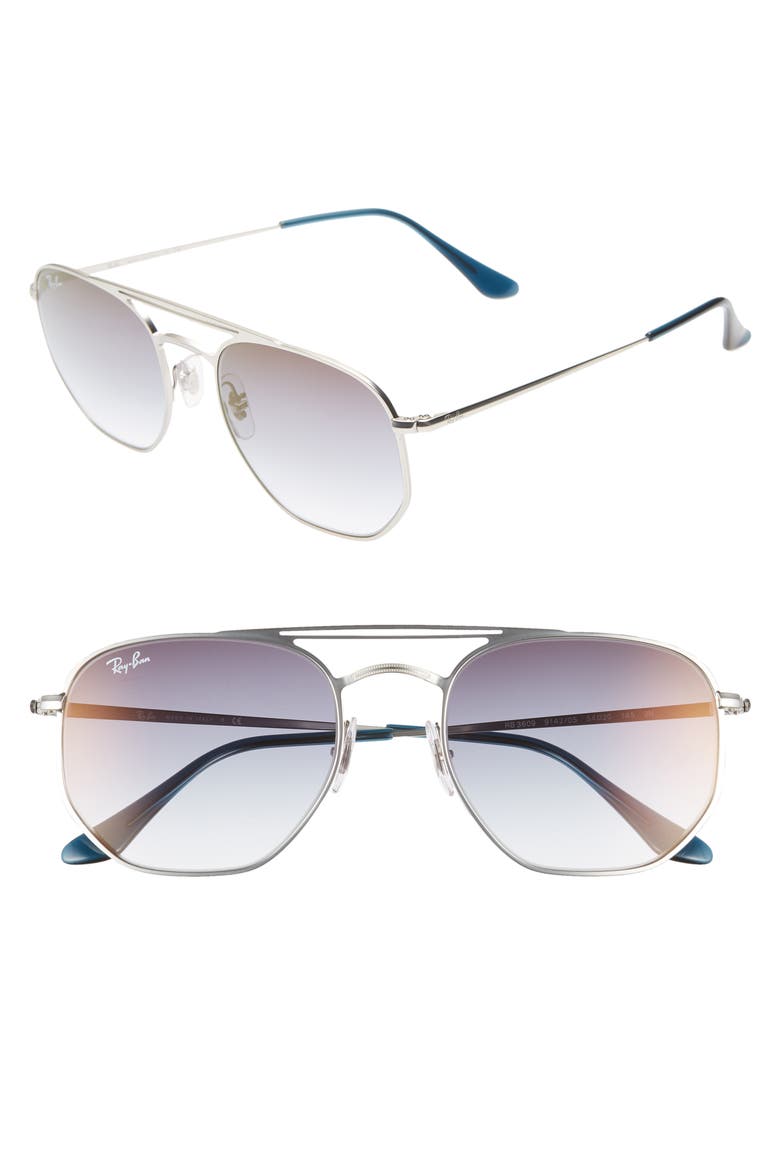 Navigator 54mm Double Bridge Sunglasses, Main, color, TRANSPARENT BLUE