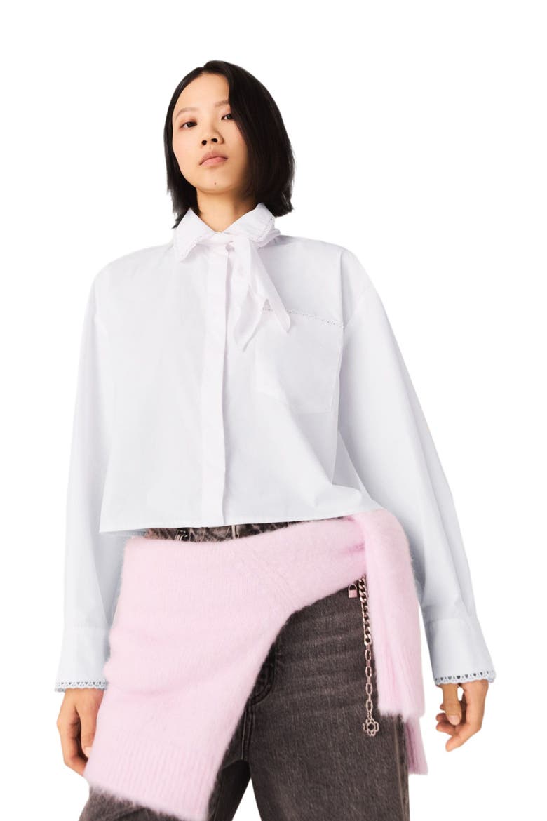 Crochet collar shirt, Alternate, color, White