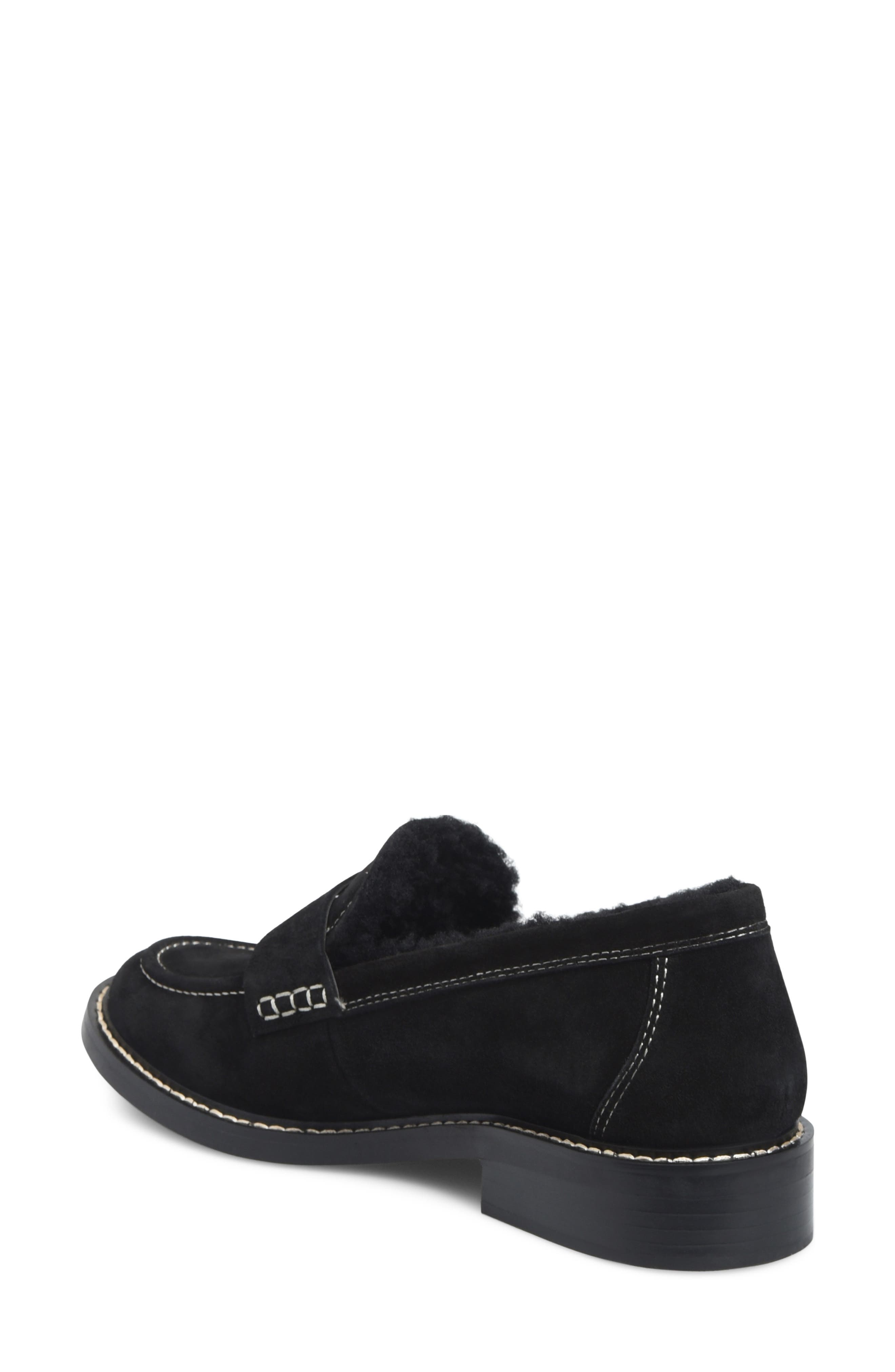 Mara II Genuine Shearling Lined Loafer, Alternate, color, BLACK