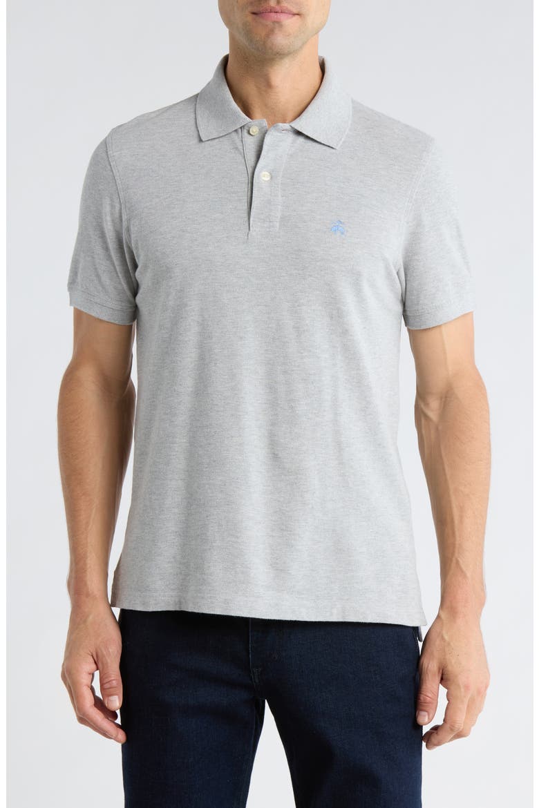 Slim Fit Heathered Cotton Piqué Polo, Main, color, GREY