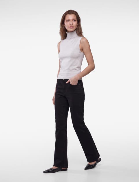 Sleeveless Ribbed Turtleneck Knit Top