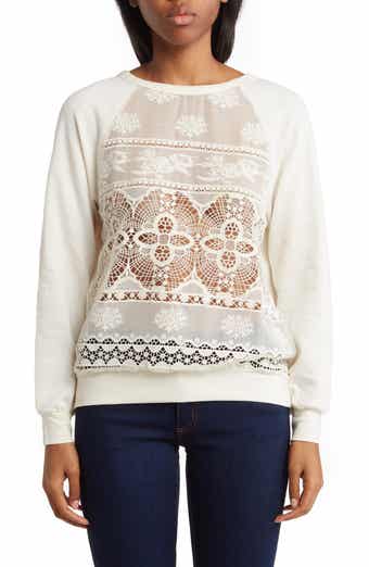 Lace Panel French Terry Pullover