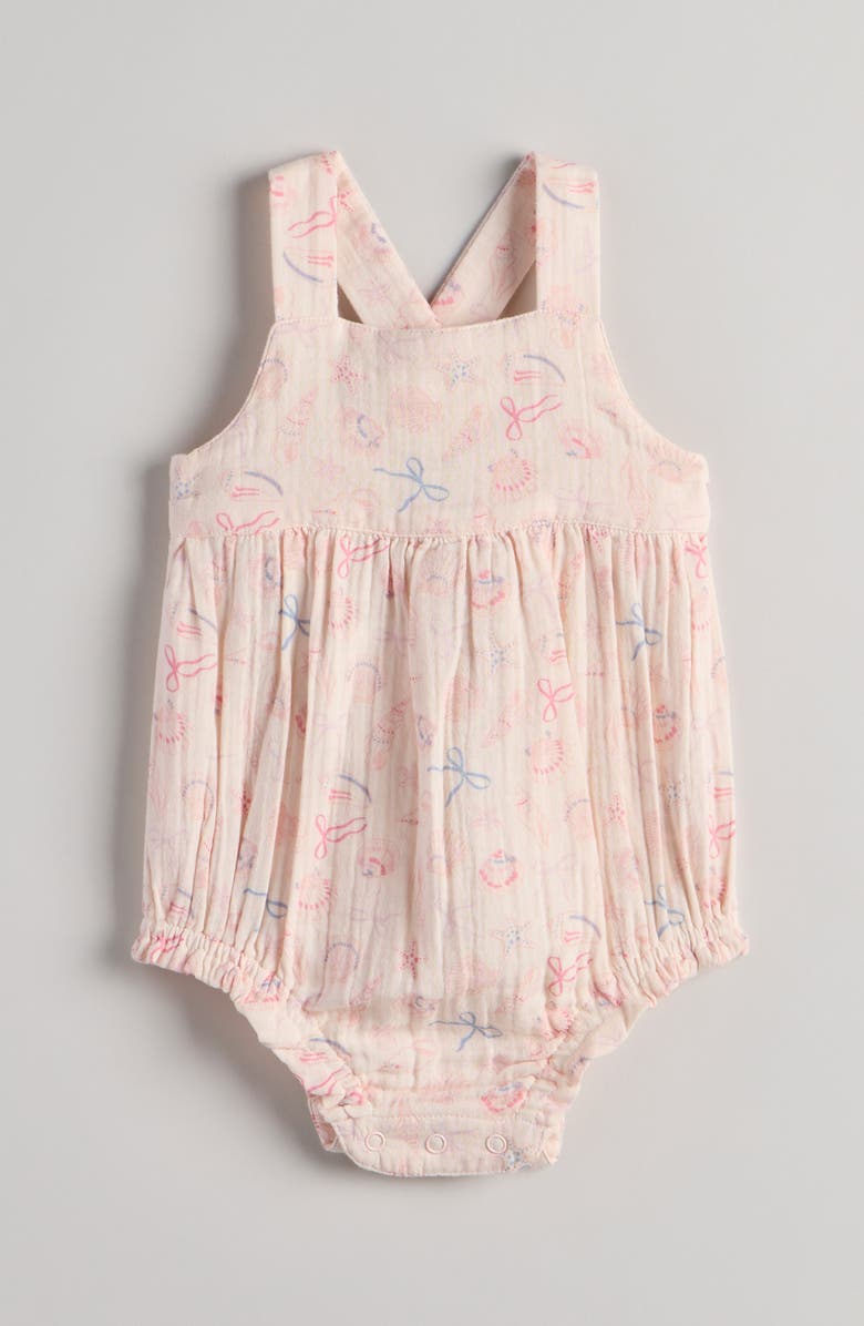 Nordstrom Printed Cotton Bubble Romper, Main, color, Pink Heaven Seashells
