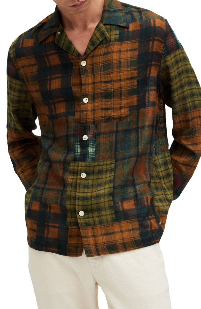 AllSaints Carreaux Plaid Button-Up Shirt, Main, color,