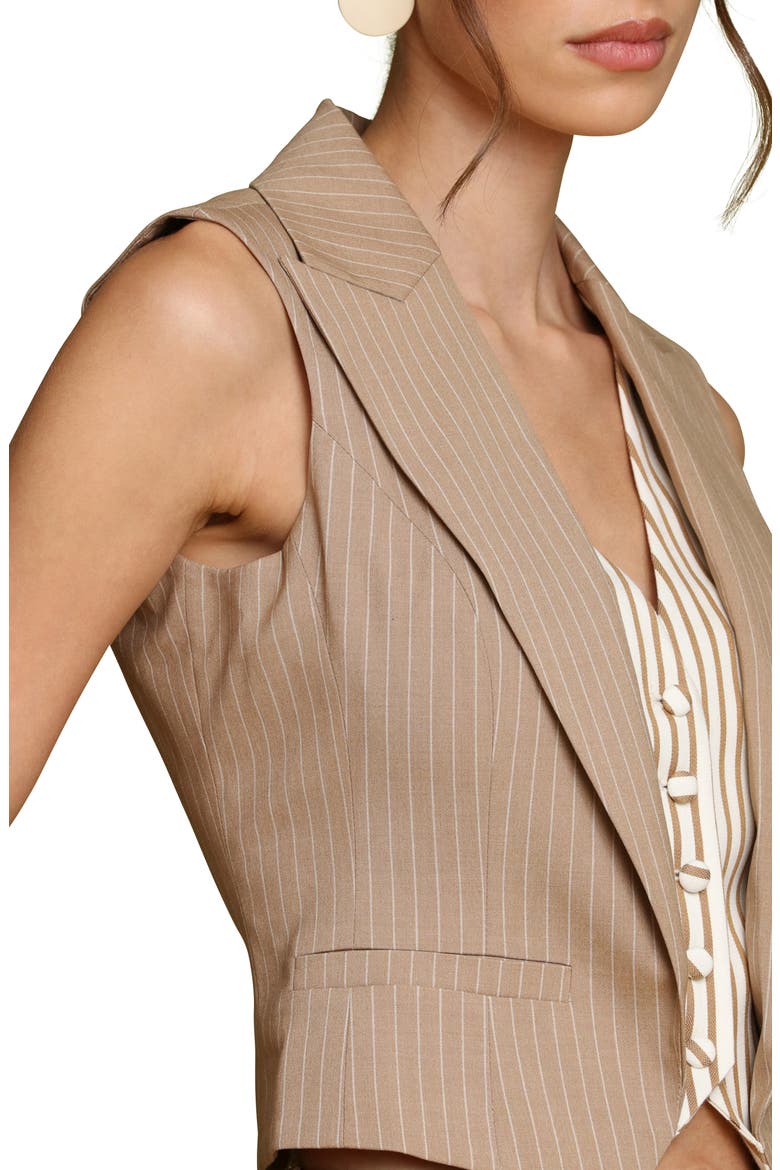 Pinstripe Layered Vest, Alternate, color, CAMEL PINSTRIPE