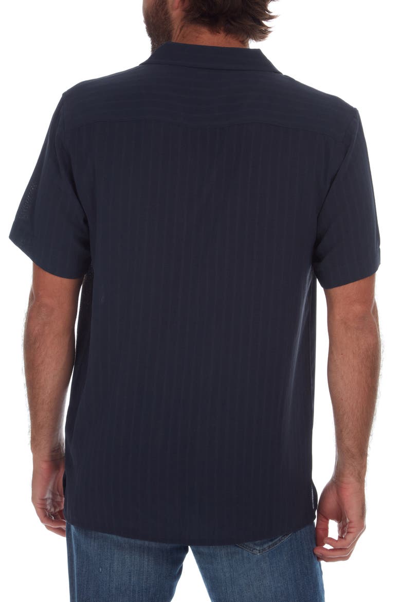 Textured Stripe Woven Camp Shirt, Alternate, color, NAVY