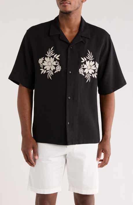 PacSun Floral Appliqué Lyocell Camp Shirt