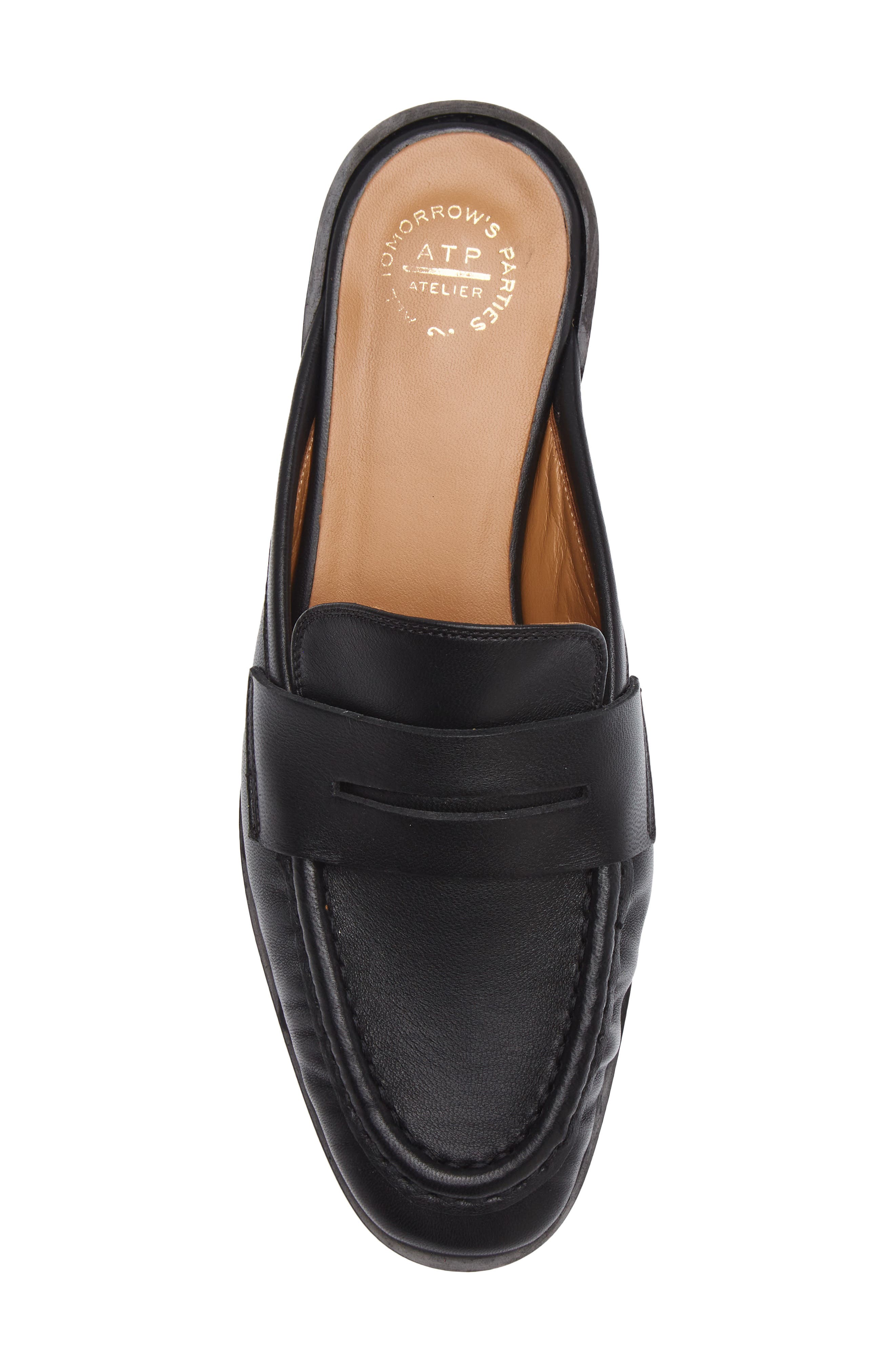 Capriana Leather Flat Mule, Alternate, color, BLACK