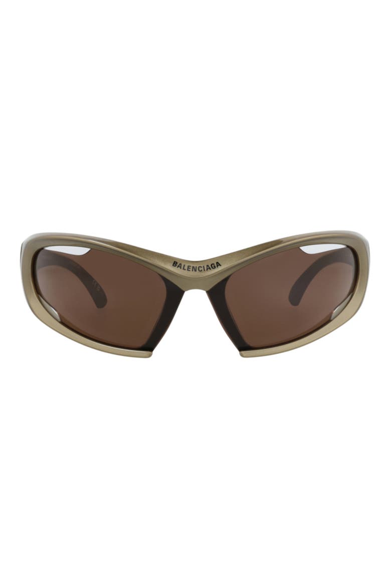 78mm Geometric Sunglasses, Main, color, GREEN GREEN BROWN