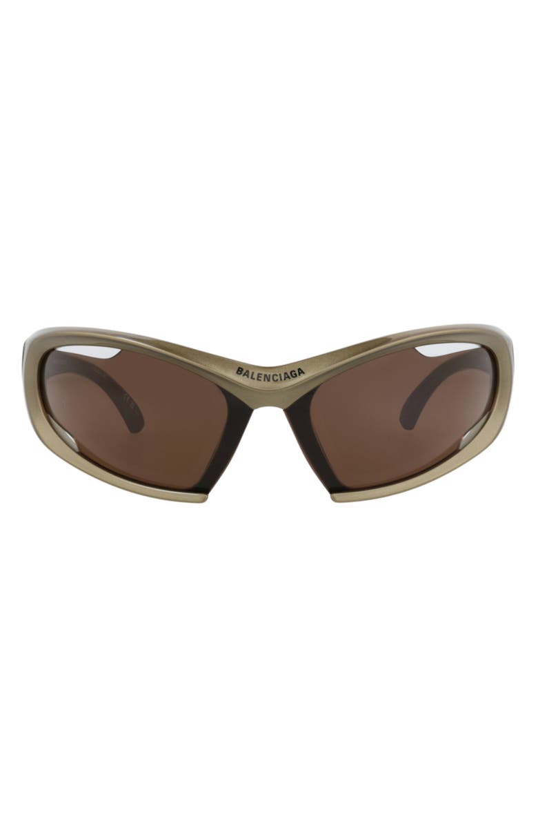 Balenciaga 78mm Geometric Sunglasses, Main, color, Green Green Brown