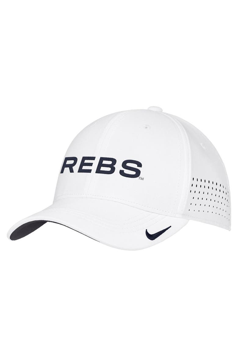 Men's Nike White Ole Miss Rebels 2026 On-Field AeroBill SwooshFlex Dri-FIT Hat, Main, color, White