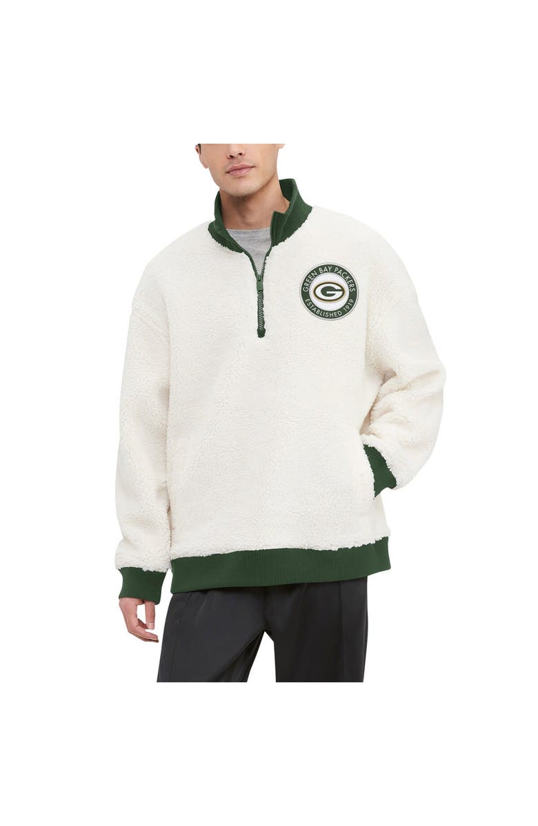 Tommy Hilfiger Men's Tommy Hilfiger Cream Green Bay Packers Jordan Sherpa Quarter-Zip Sweatshirt, Alternate, color, Cream