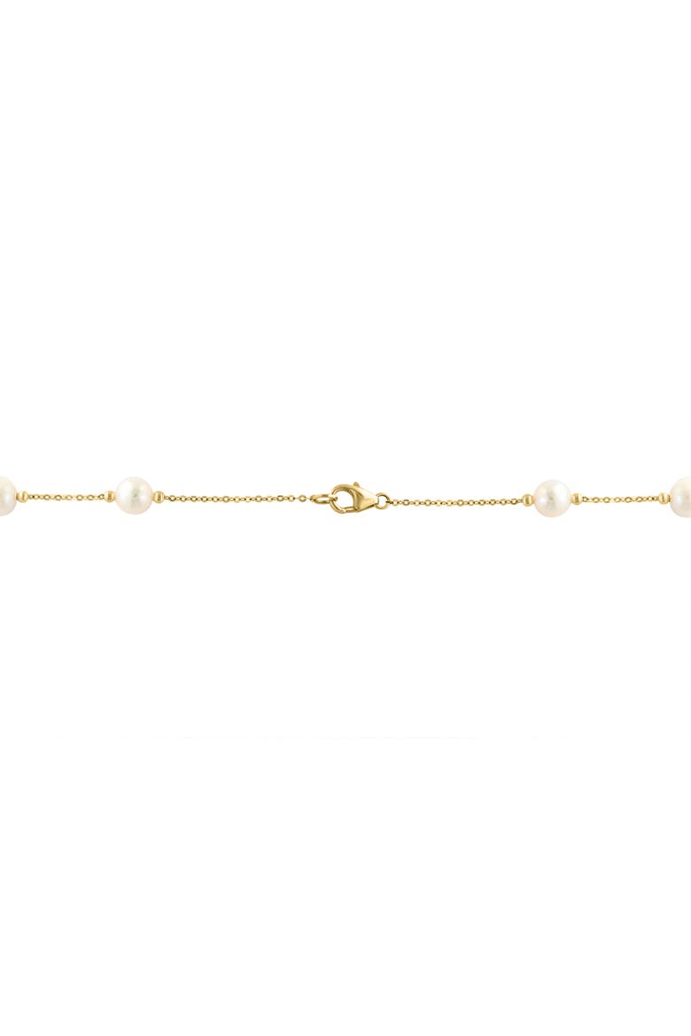 14K Yellow Gold Mother-of-Pearl & Freshwater Pearl Clover Station Necklace, Alternate, color, 14K Gold
