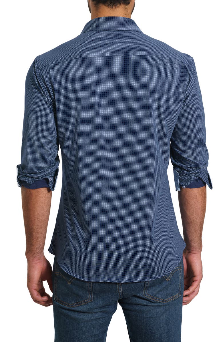 Jared Lang Trim Fit Microdot Button-Up Shirt, Alternate, color, Blue