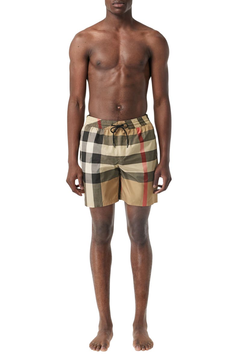 Burberry Guildes Check Swim Trunks, Alternate, color, Archive Beige Ip Chk